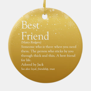Din bästa vän Definition Guld Snöflingor Julgransprydnad Keramik