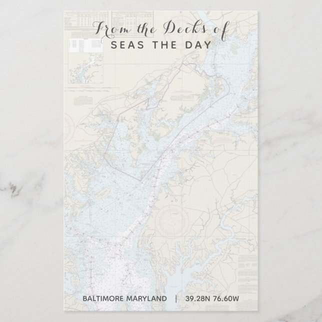 Din båt Namn från Maryland Nautism-däcket Brevpapper (Framsida)