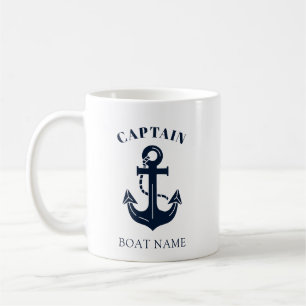 Din båts namn Ankar Blå Kapten Kaffemugg
