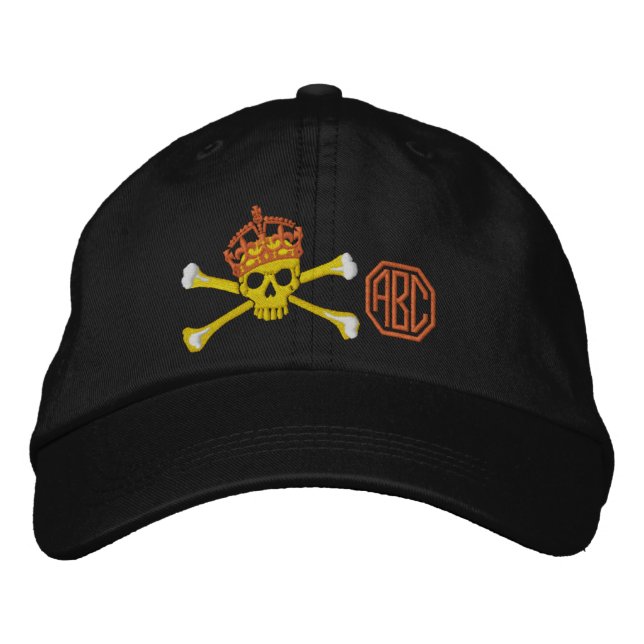 Din Behålla Lugn Krona Crossbone Skull Monogram Broderad Keps (Framsida)