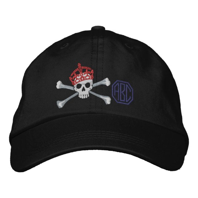 Din Behålla Lugn Krona Crossbone Skull Monogram Broderad Keps (Framsida)