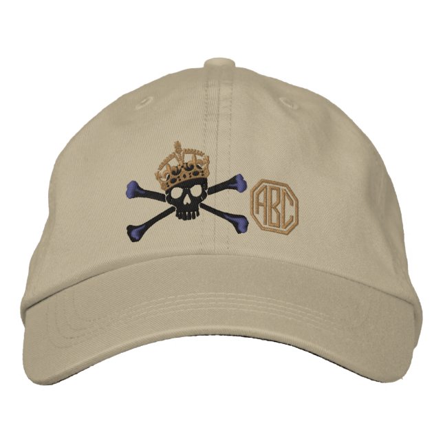 Din Behålla Lugn Krona Crossbone Skull Monogram Broderad Keps (Framsida)