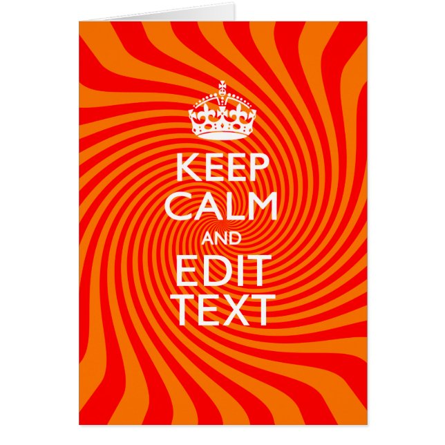 Din Behålla Lugn Swirl på Vibrant Orange Hälsningskort (Framsidan)