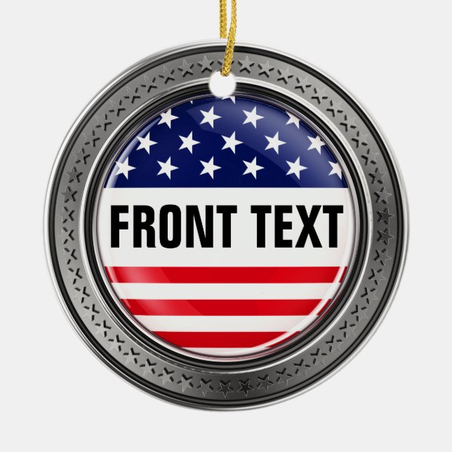 Din beställnings- USA knäppas Julgransprydnad Keramik (Framsidan)