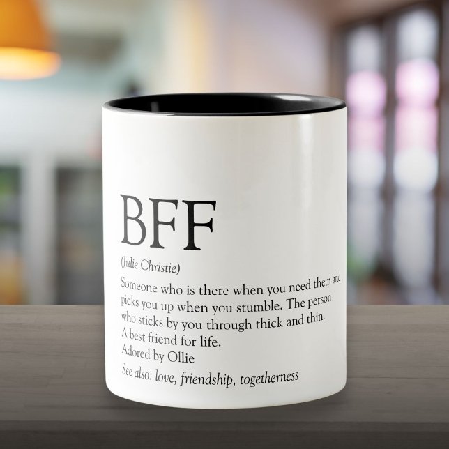 Din BFF Definition Bästa Vän Fun Modern Två-Tonad Mugg (Your BFF Definition Best Friend Fun Modern Two-Tone Coffee Mug)