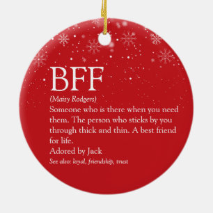 Din BFF Definition Bästa vän snöflingor Röda Julgransprydnad Keramik
