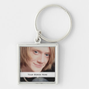 Din bild: Keychain Fyrkantig Silverfärgad Nyckelring