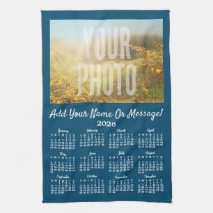 Din blåa Photo Tea Towel-kalender Kökshandduk