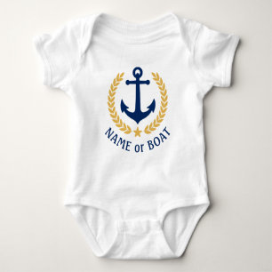 Din Boat eller Namn Anchor Guld Laurel Löv Star T Shirt