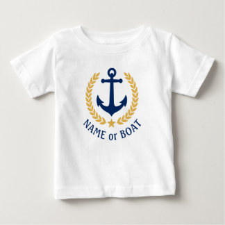Din Boat Namn Anchor Guld Laurel Löv Star T Shirt