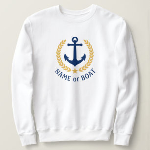 Din Boat Namn Anchor Guld Laurel Star White T Shirt