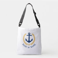 Din Boat Namn Anchor Guld Stil Laurel vit