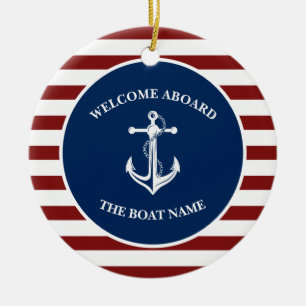 Din Boat Namn Anchor Julgransprydnad Keramik