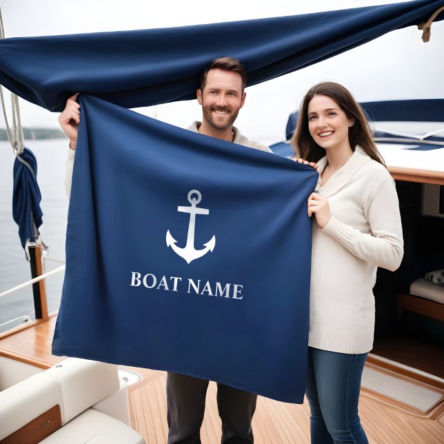 Din Boat Namn ankchor Blue Fleecefilt (Several sizes to choose from.)