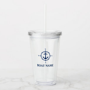 Din Boat Namn Blue Compass-ankare Take Away Mugg