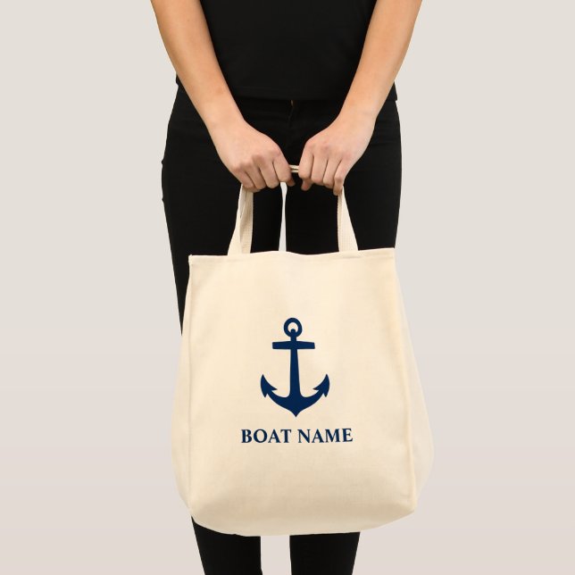Din boat Namn Classic Anchor Eco Friendly Livsmede Tygkasse (Framsida (produkt))
