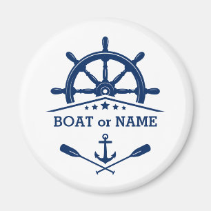 Din Boat Namn eller Textankare Oars Helm om vitt Magnet