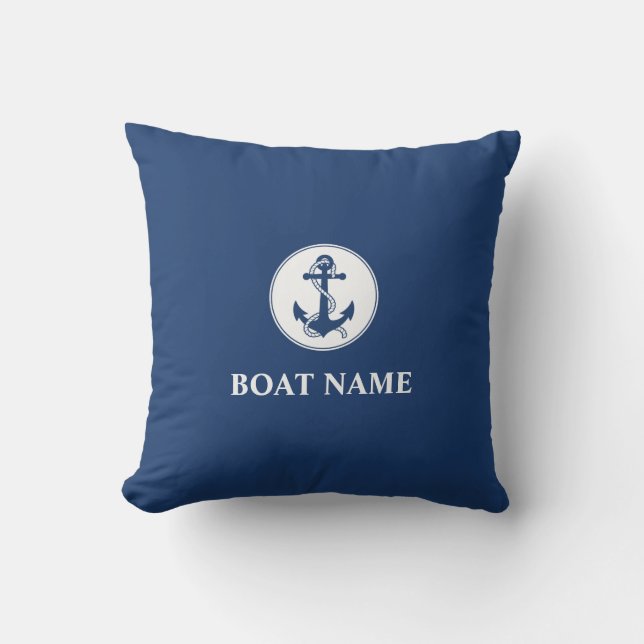 Din boat Namn Rope & Anchor Blue Kudde (Framsida)