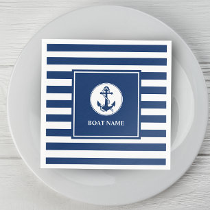 Din boat Namn Rope & Anchor Blue Rand Pappersservett
