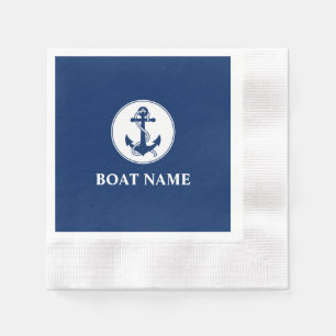 Din boat Namn Rope och Anchor Blue Cocktail Pappersservett