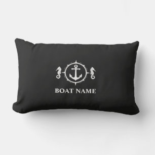 Din Boat Namn Seahorse Anchor Black0a Lumbarkudde