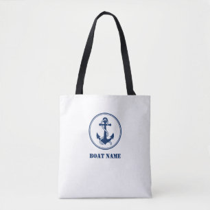 Din Boat Namn Tote Rope & Anchor Tygkasse