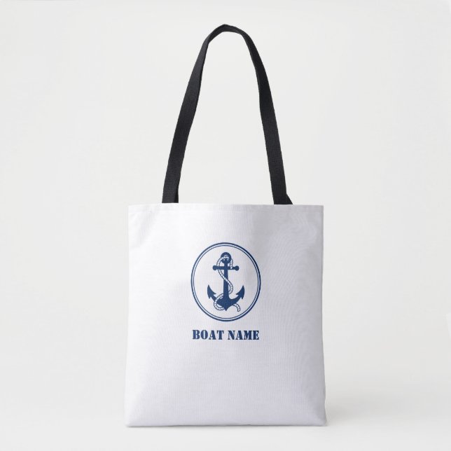 Din Boat Namn Tote Rope & Anchor Tygkasse (Framsida)