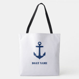Din Boat Namn Tote Snyggt Large Anchor sh0d Tygkasse