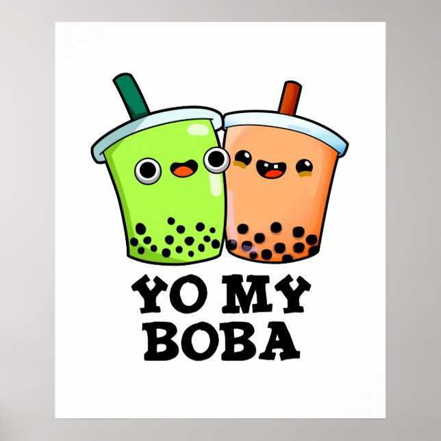 Din Boba Funny Boba Tea Pun Poster (Framsidan)