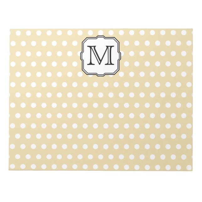 Din Brev. Anpassningsbar Monogram. Beige Polka Dot Anteckningsblock (Framsida)