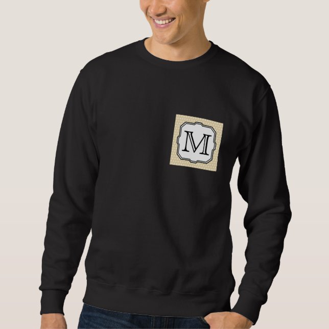 Din Brev. Anpassningsbar Monogram. Beige Polka Dot Långärmad Tröja (Framsida)