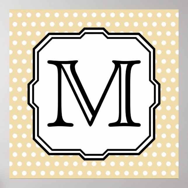Din Brev. Anpassningsbar Monogram. Beige Polka Dot Poster (Framsidan)
