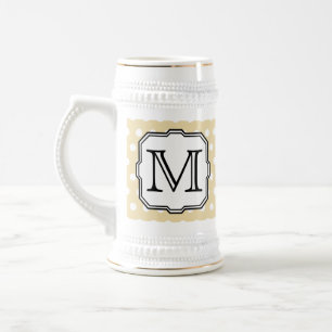 Din Brev. Anpassningsbar Monogram. Beige Polka Dot Sejdel