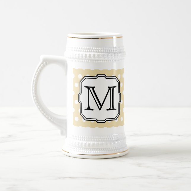 Din Brev. Anpassningsbar Monogram. Beige Polka Dot Sejdel (Vänster)