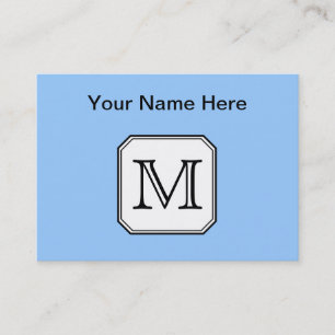 Din Brev. Anpassningsbar Monogram. Blå svart vit. Visitkort