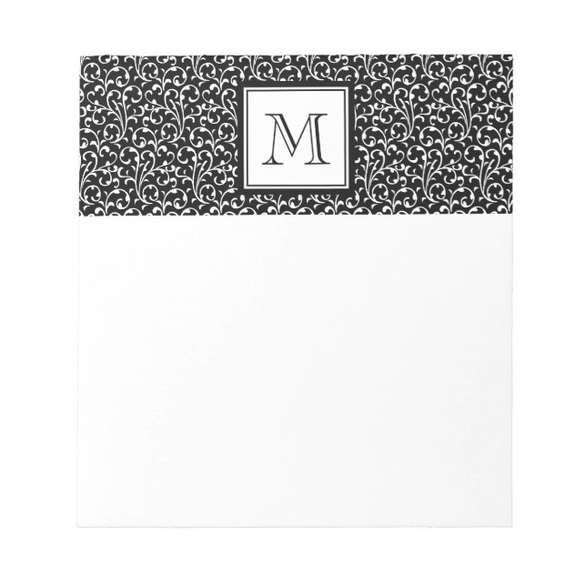 Din Brev. Anpassningsbar Monogram. Black White Swi Anteckningsblock (Framsida)