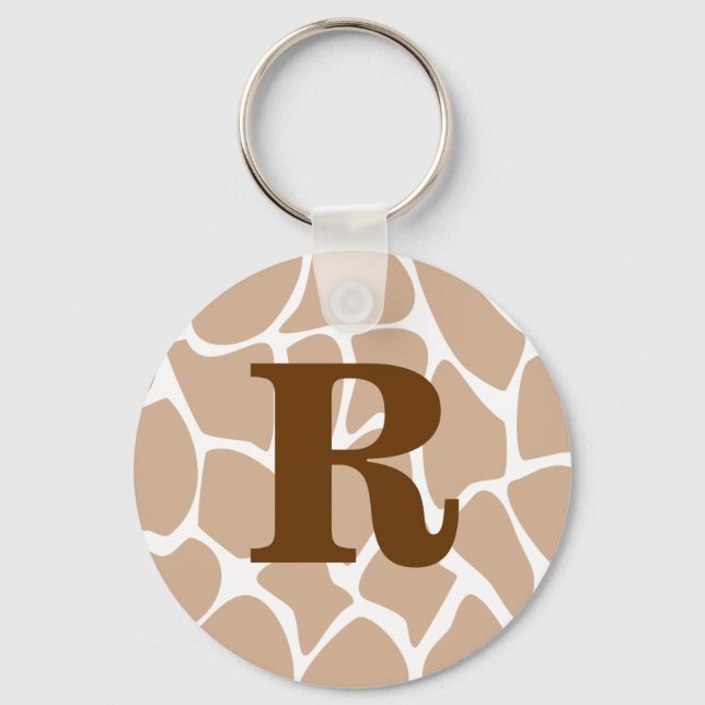Din Brev. Anpassningsbar Monogram Giraffe-utskrift Nyckelring (Framsida)