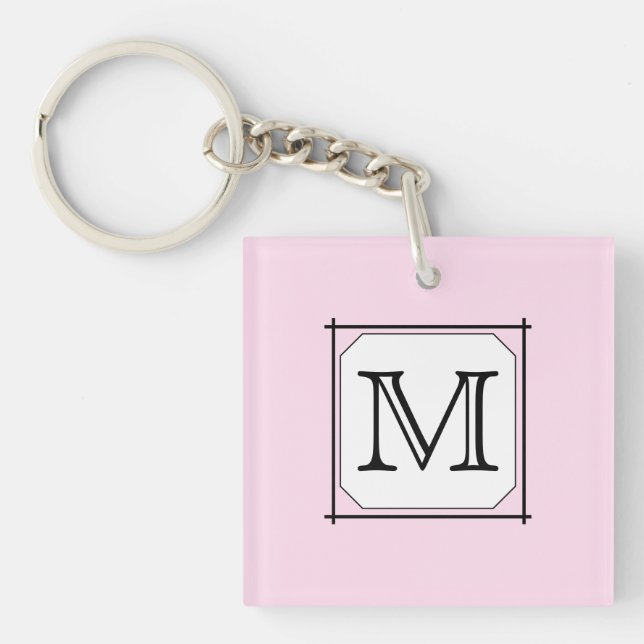Din Brev. Anpassningsbar Monogram. Rosa Black Whit (Framsidan)