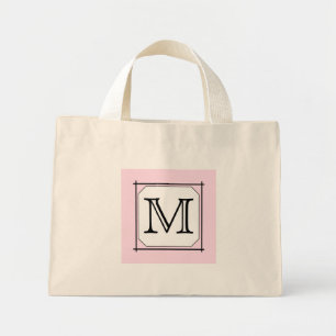 Din Brev. Anpassningsbar Monogram. Rosa Black Whit Mini Tygkasse