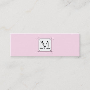 Din Brev. Anpassningsbar Monogram. Rosa Black Whit Mini Visitkort