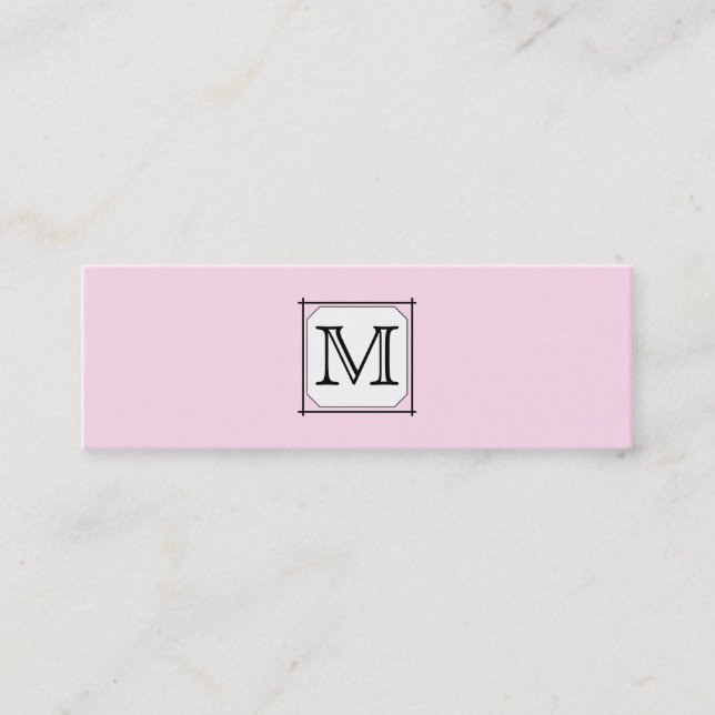 Din Brev. Anpassningsbar Monogram. Rosa Black Whit Mini Visitkort (Framsida)