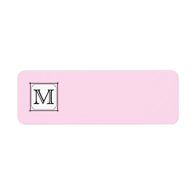 Din Brev. Anpassningsbar Monogram. Rosa Black Whit Returadress Etikett (Framsidan)