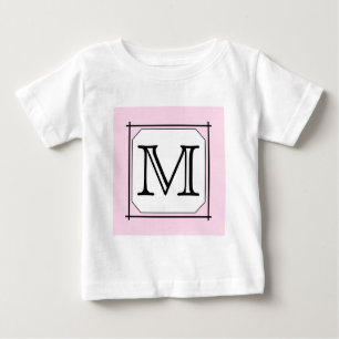 Din Brev. Anpassningsbar Monogram. Rosa Black Whit Tee Shirt