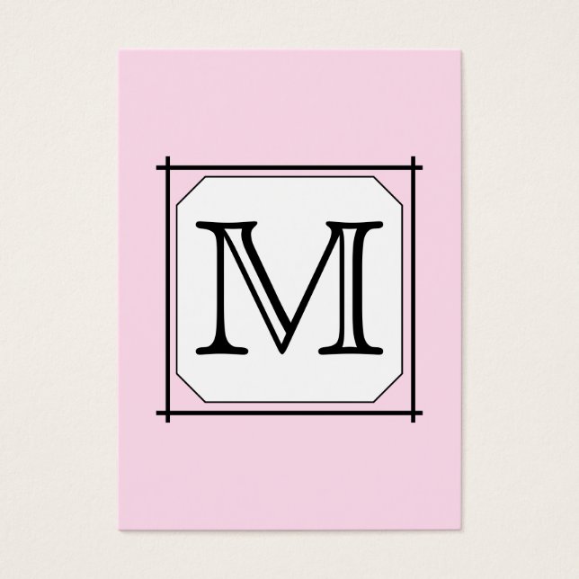 Din Brev. Anpassningsbar Monogram. Rosa Black Whit Visitkort (Framsidan)