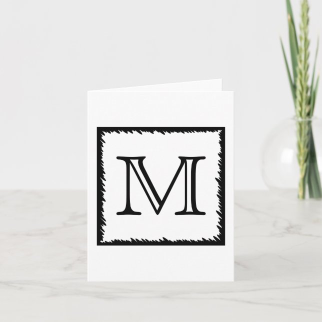 Din Brev. Anpassningsbar Monogram. Svartvit Anteckningskort (Framsida)