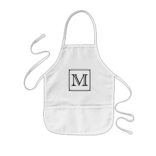 Din Brev. Anpassningsbar Monogram.Svartvit Barnförkläde