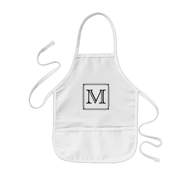 Din Brev. Anpassningsbar Monogram.Svartvit Barnförkläde (Framsidan)