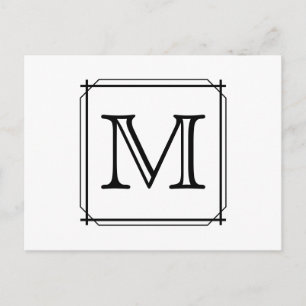Din Brev. Anpassningsbar Monogram. Svartvit Vykort
