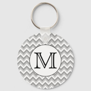Din Brev. Grått Zigzag Mönster Monogram. Nyckelring