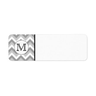 Din Brev. Grått Zigzag Mönster Monogram Returadress Etikett